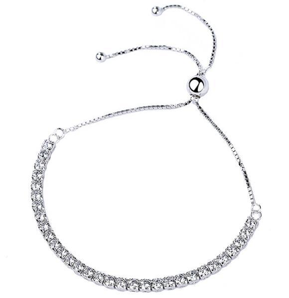 Korean style sterling silver jewelry adjusted box chain beaded zircon bracelets